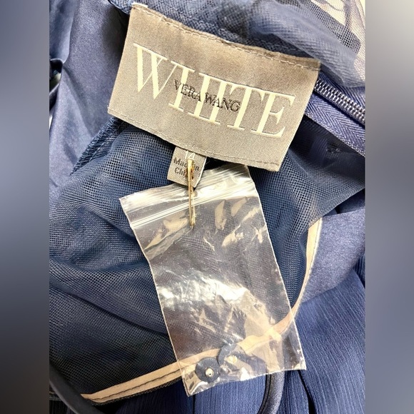 Vera Wang White Plus 14 Royal Blue Chiffon Sleeveless Bridesmaid Dress Maxi - Picture 5 of 8